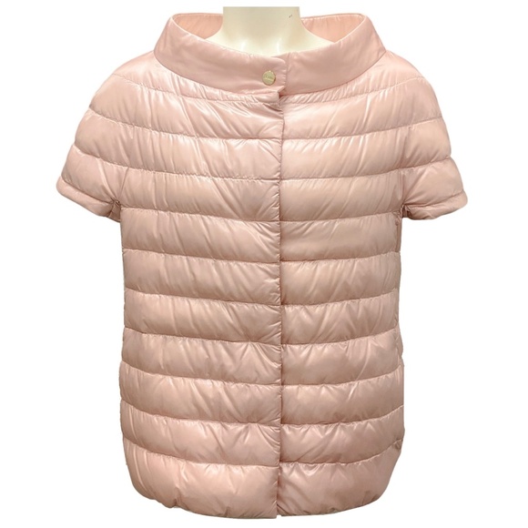 HERNO LIGHT PINK 2019 GRETA ULTRALIGHT SHORT SLEEVED NYLON PUFFER JACKET - Picture 1 of 6